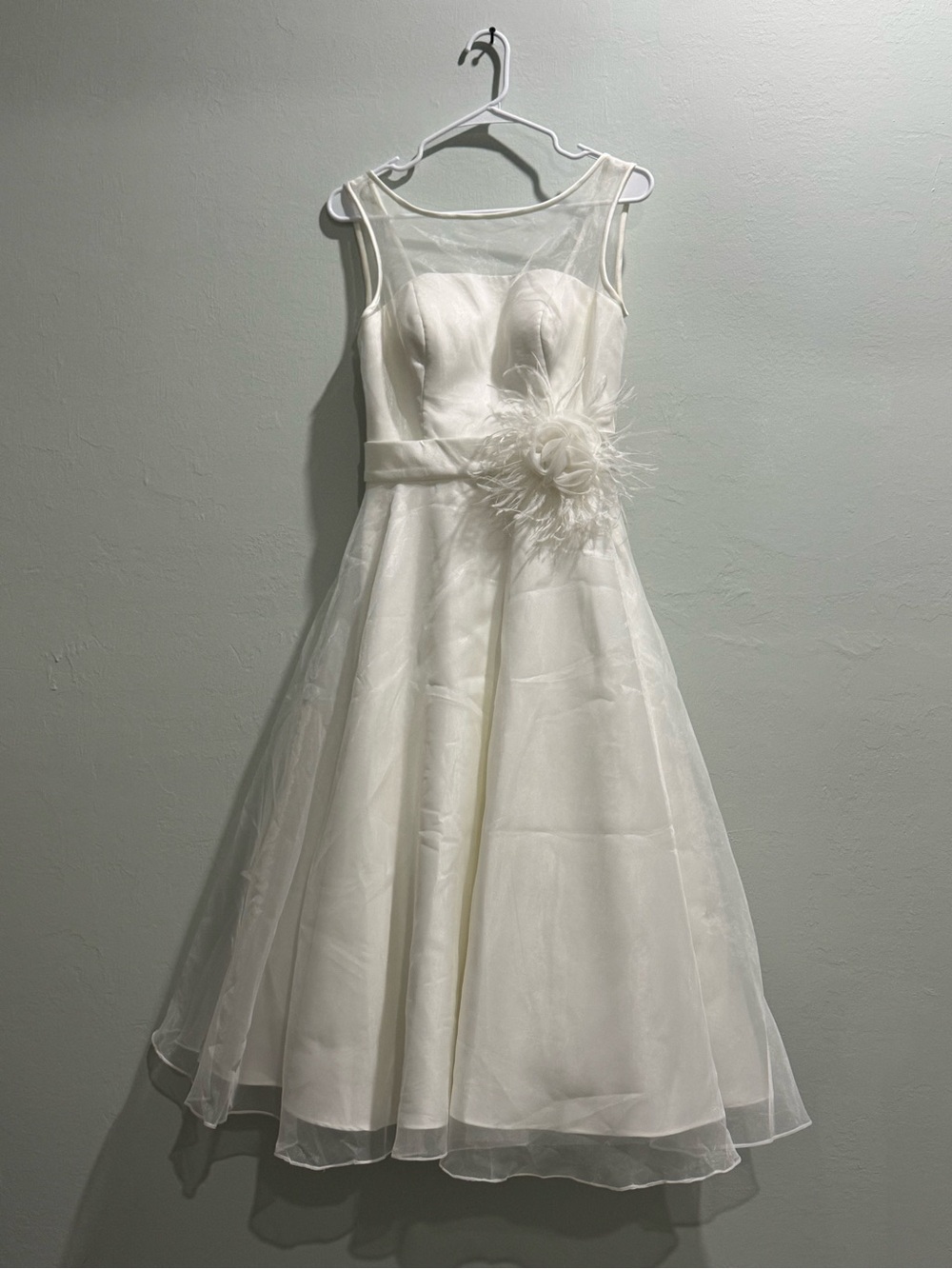 Tea-Length Organza Bridal Gown | Never Altered | Elegant & Timeless